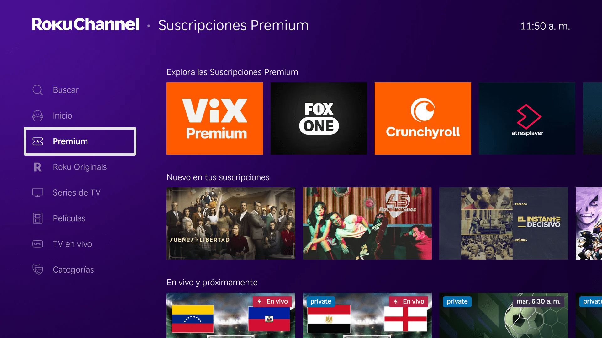 Roku Suscripciones Premium
